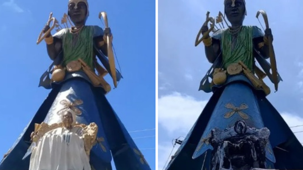 BA: Estátua de Mãe Stella de Oxóssi é incendiada em Salvador
