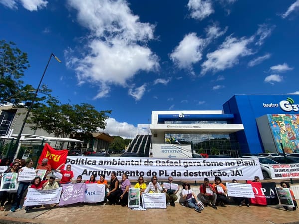 G20 em Teresina: Manifestantes protestam contra a privatização da água e a contrarreforma ambiental de Rafael Fonteles (PT)